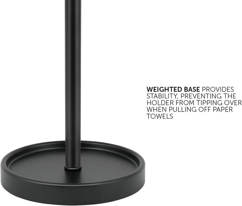 Ivilon Countertop Paper Towel Holder - Modern Bell End Minimalist Design - Fits All Paper Towel Roll Sizes - Color Black - Image 3